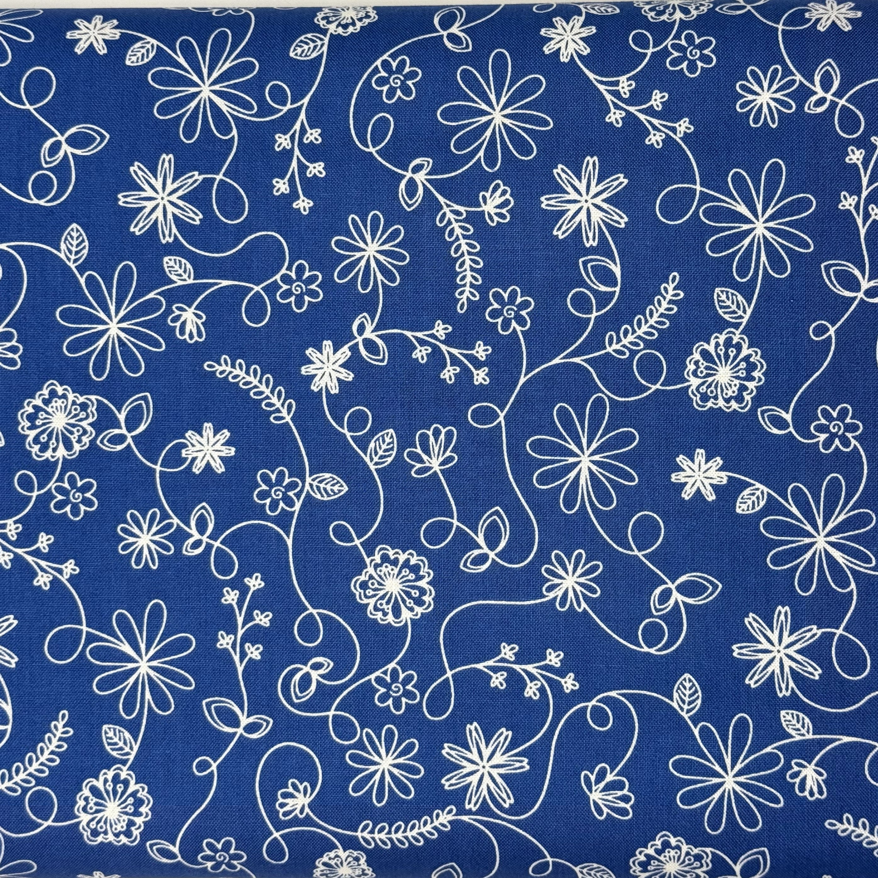 Deep Blue Swirl Floral