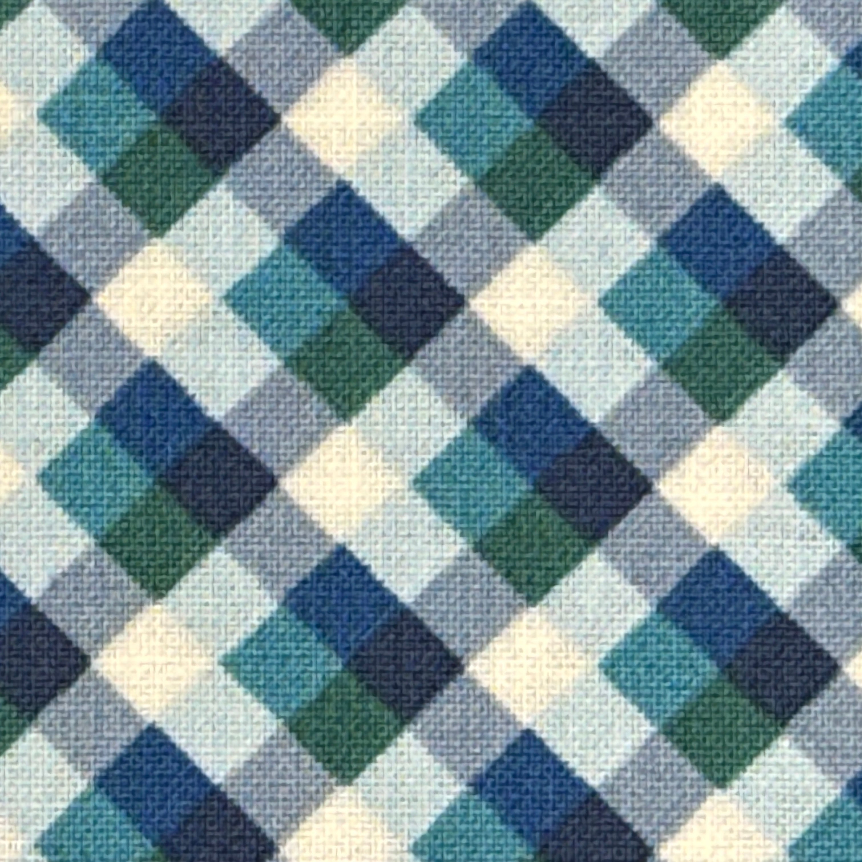 Picnic Gingham Check - Blue, Green, Ivory